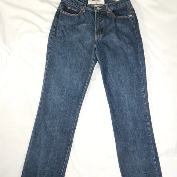 GUESS JEANS Bootleg Cut Dark Wash Blue Denim Jeans Sz 32 Men - Picture 4 of 13